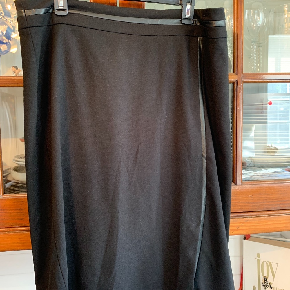 Cato Woman black front slit skirt with faux leather. Worn twice.